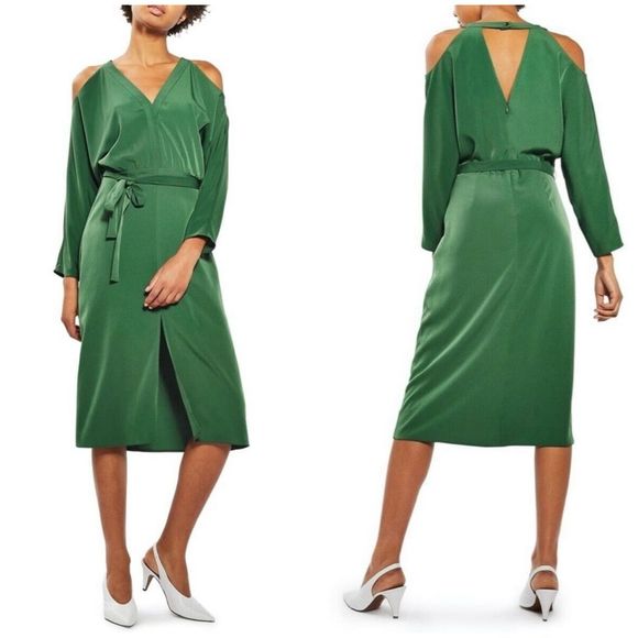 TOPSHOP Cold Shoulder Midi Dress Size 12 - Picture 7 of 7
